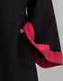Women Black Matt Nida With Red Boder Abaya Front View